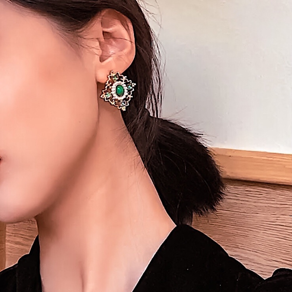 ⚜️𝟯𝟬%𝗢𝗙𝗙 𝗯𝘂𝗻𝗱𝗹𝗲𝘀 𝟯+⚜️ NEW 925 Baroque Style Stone & Pearl Earrings - Picture 7 of 10